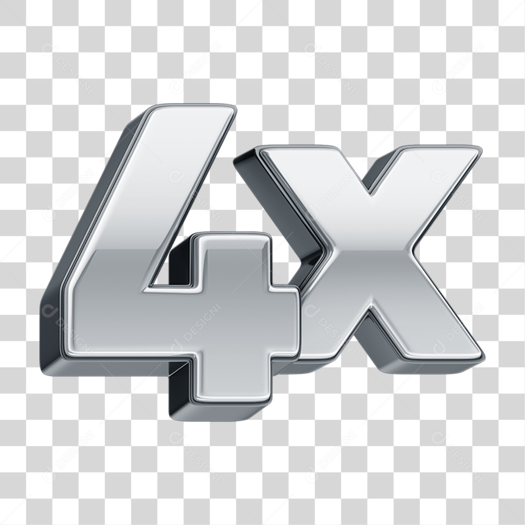 Número Prata 4x PNG Transparente