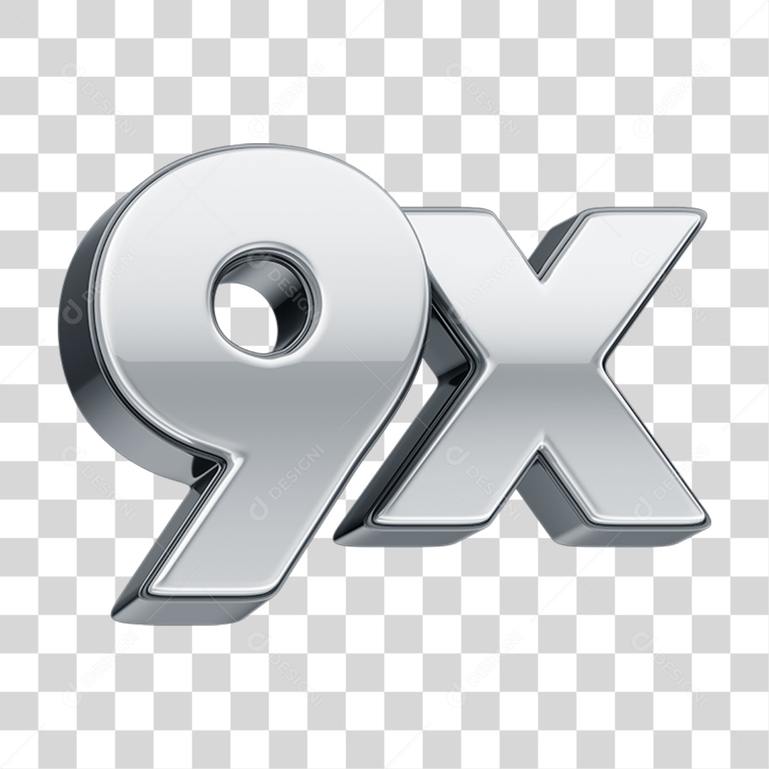 Número Prata 9x PNG Transparente