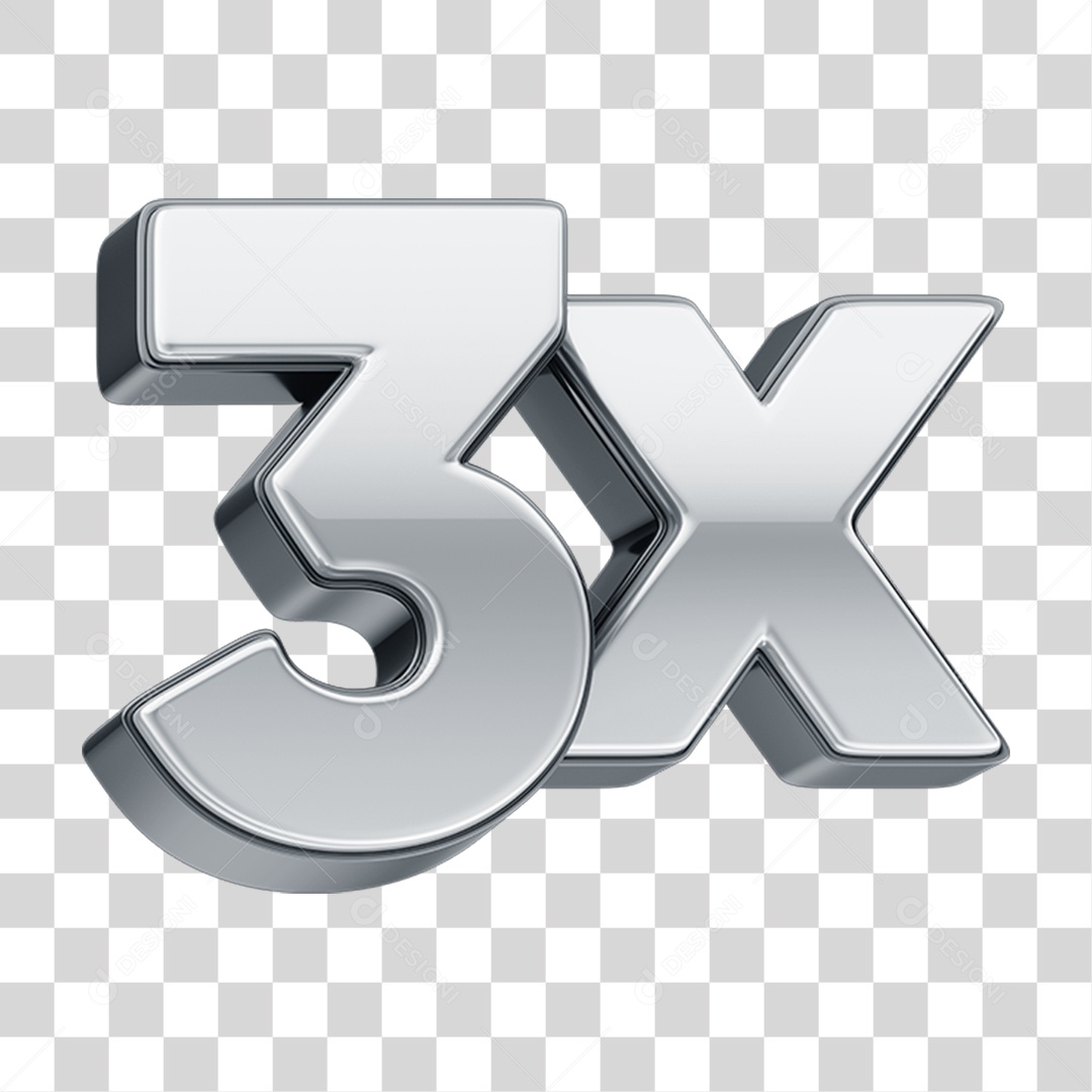 Número Prata 3x PNG Transparente