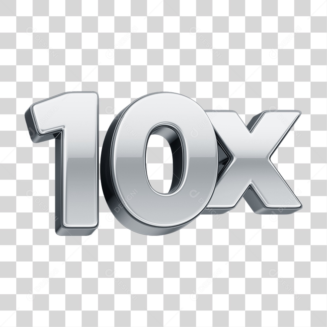Número Prata 10x PNG Transparente