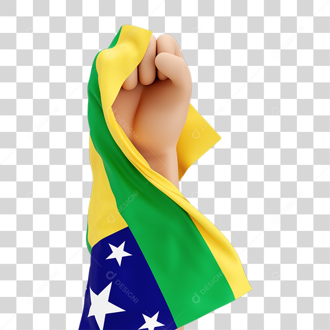 Mão Erguida com Bandeira de Sergipe PNG Transparente