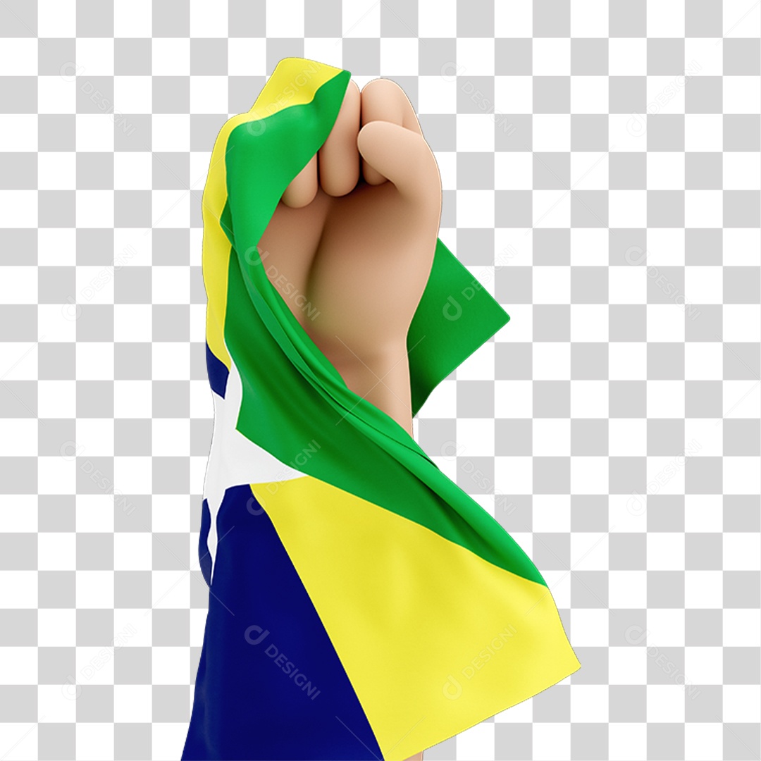 Mão Erguida com Bandeira de Rondônia PNG Transparente