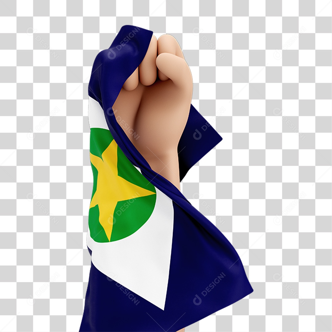 Mão Erguida com Bandeira de Mato Grosso PNG Transparente