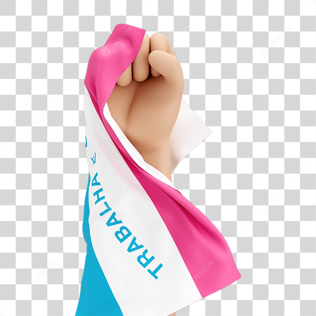 Mão Erguida com Bandeira de Espirito Santo PNG Transparente