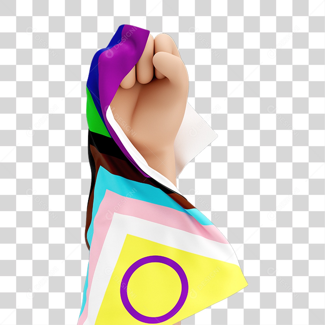 Mão Erguida com Bandeira de LGBTQI+ PNG Transparente