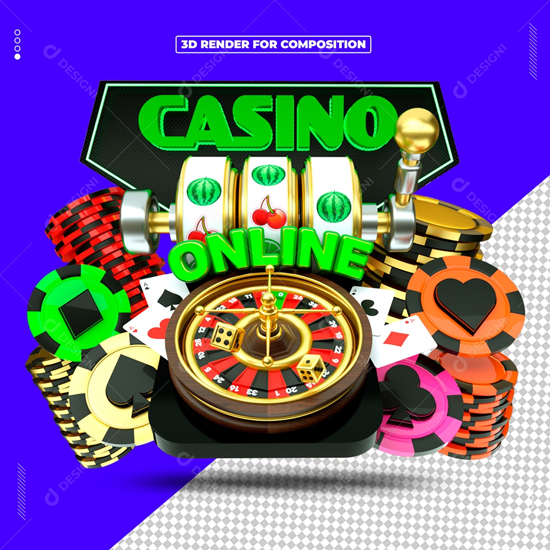 Casino Online Selo 3D Para Composição PSD