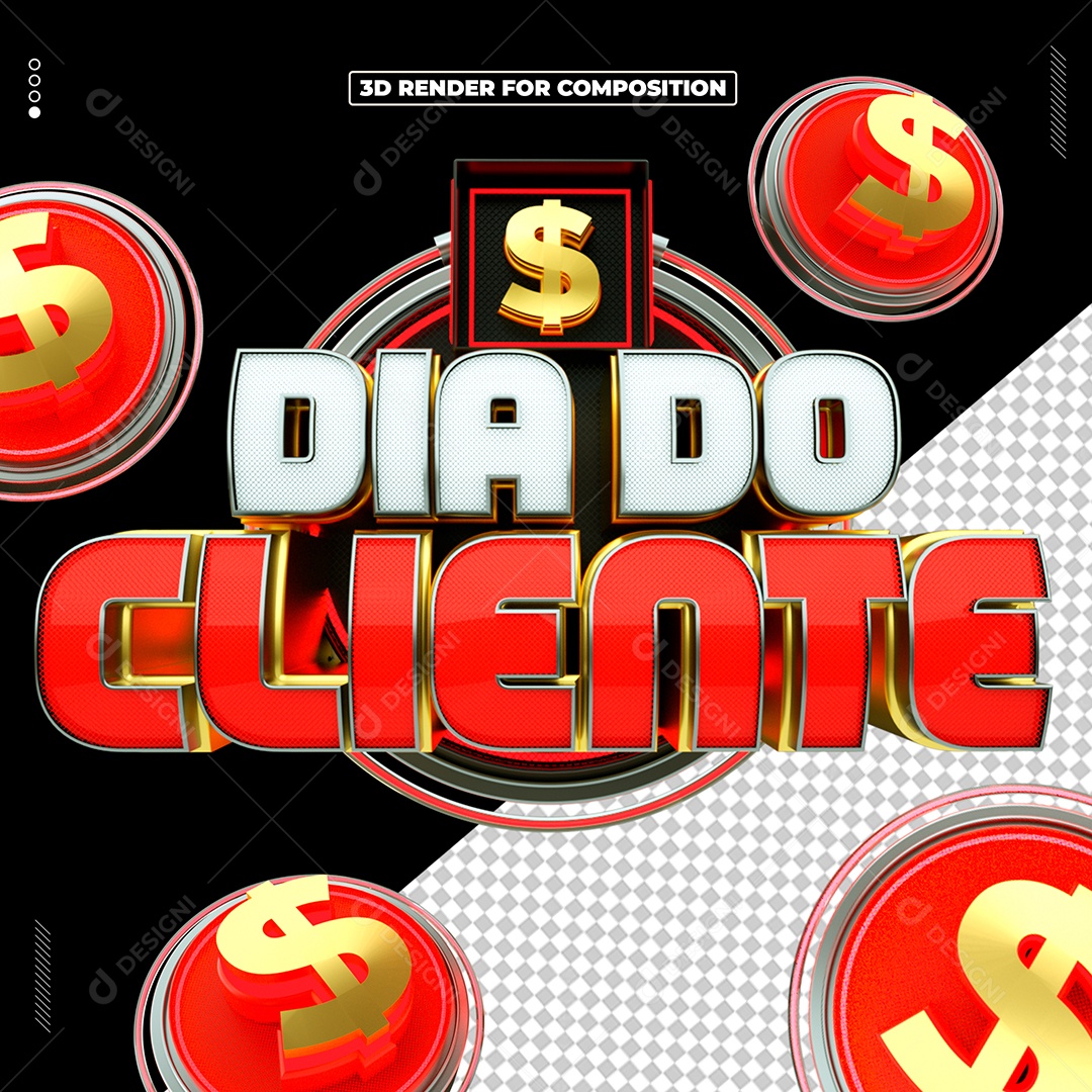 Selo 3D Dia Do Cliente Para Composição PSD