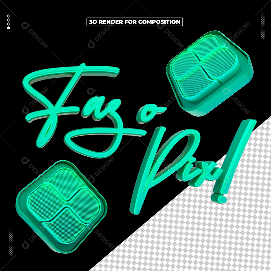 Faz o Pix Texto 3D Para Composição PSD