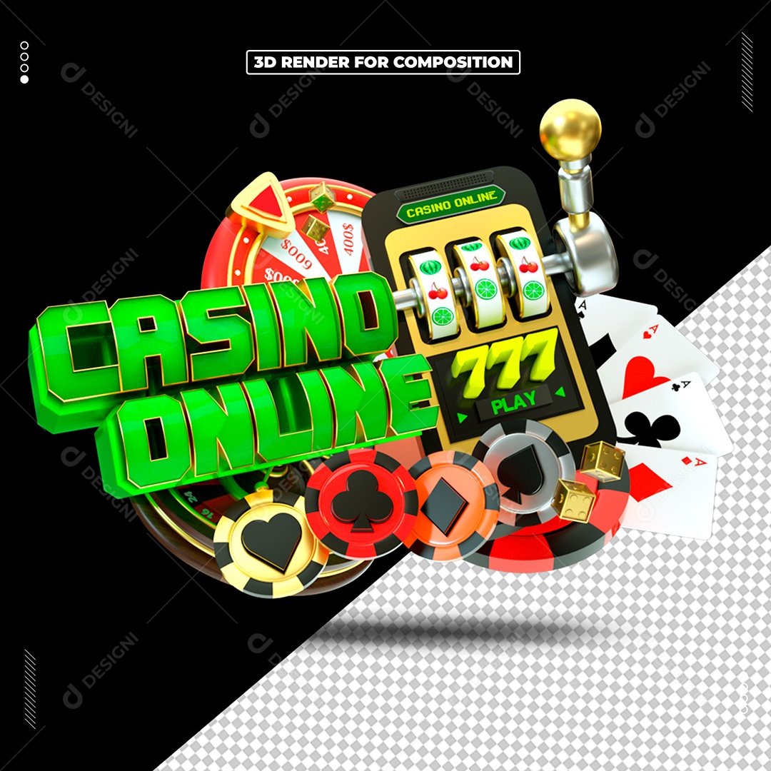 Selo 3D Casino Online Para Composição PSD