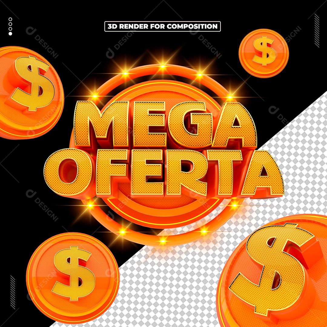 Mega Oferta Selo 3D Para Composição PSD