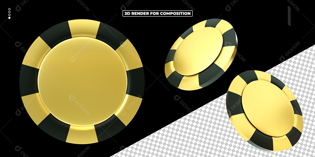 Elemento 3D Moedas Para Composição PSD