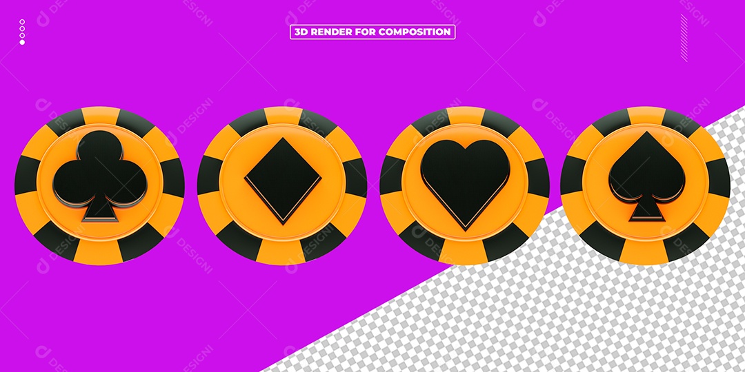 Moedas Com Naipes Elemento 3D Para Composição PSD