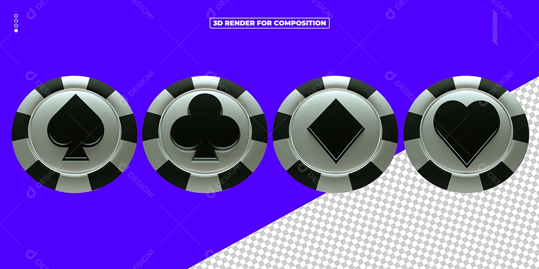 Elemento 3D Moedas Com Naipe Para Composição PSD