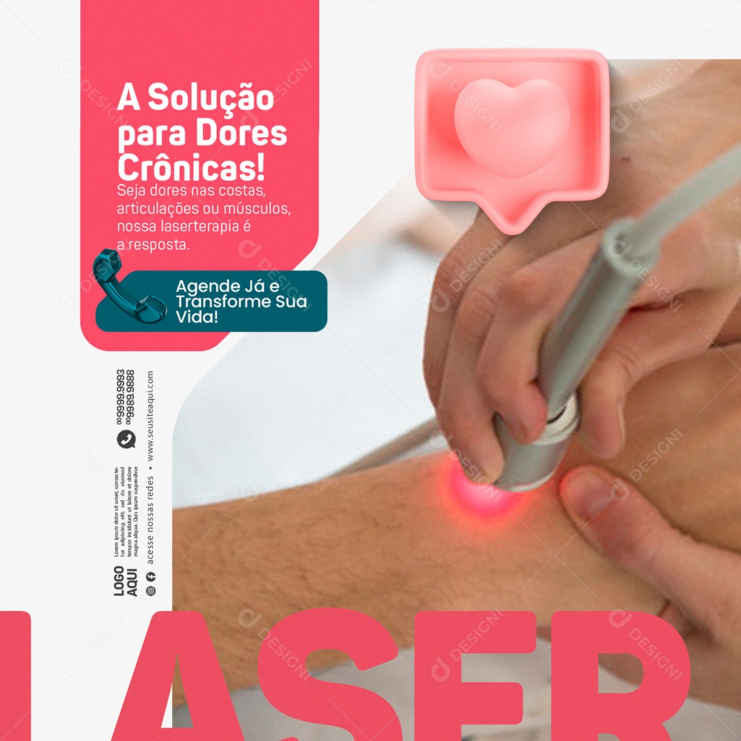 Clínica Laser Terapia A Solução para Dores Crônicas Social Media PSD Editável