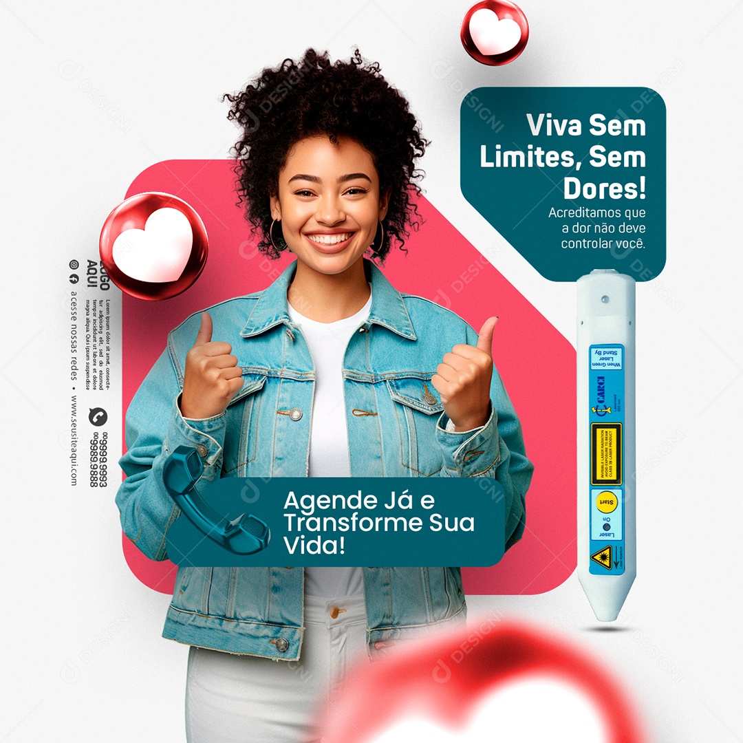 Clínica Laser Terapia Viva sem Limites Sem Dores Social Media PSD Editável