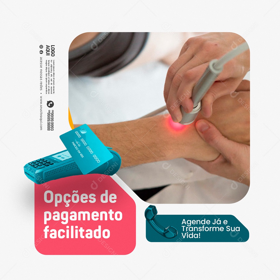 Clínica Laser Terapia Opções de Pagamento Facilitado Social Media PSD Editável