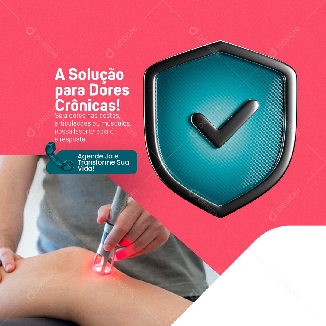 Clínica Laser Terapia A Solução para Dores Crônicas Social Media PSD Editável