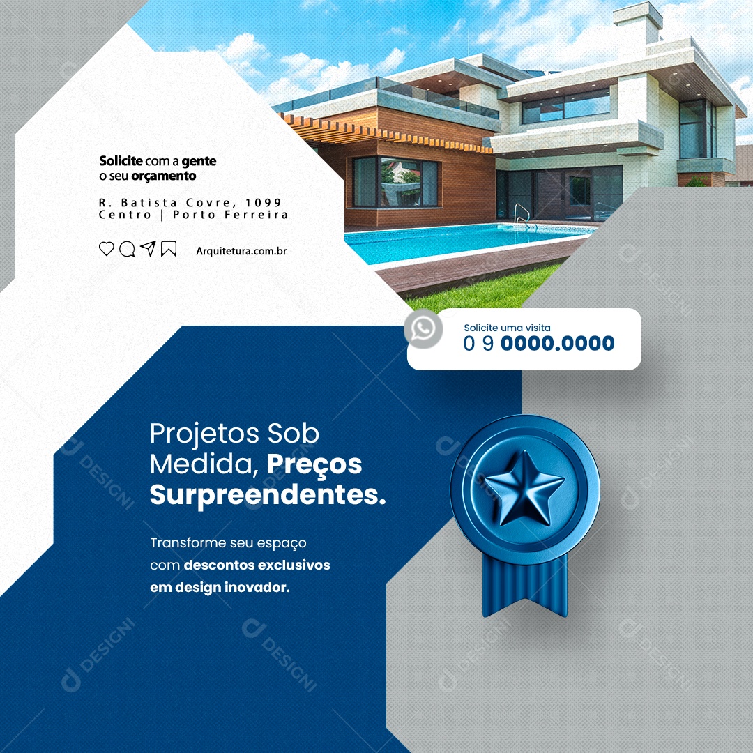 Serviços de Arquiteto Projetos Sob Medida Preços Surpreendentes Social Media PSD Editável