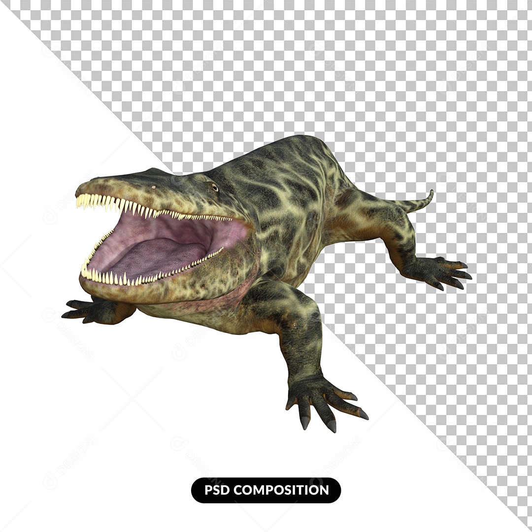 Eryops Dinossauro Elemento 3D para Composição PSD