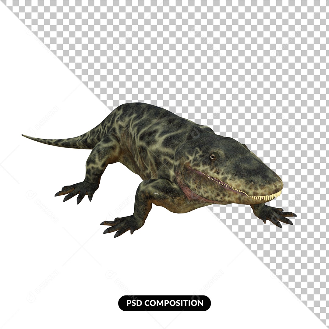 Elemento 3D Eryops Dinossauro para Composição PSD