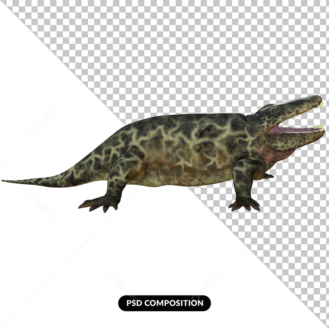 Elemento 3D Eryops Dinossauro para Composição PSD