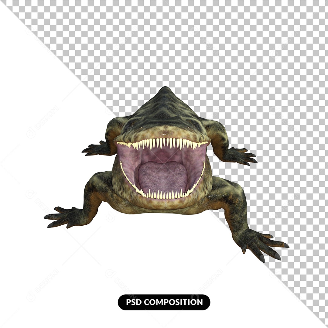 Elemento 3D Eryops Dinossauro para Composição PSD