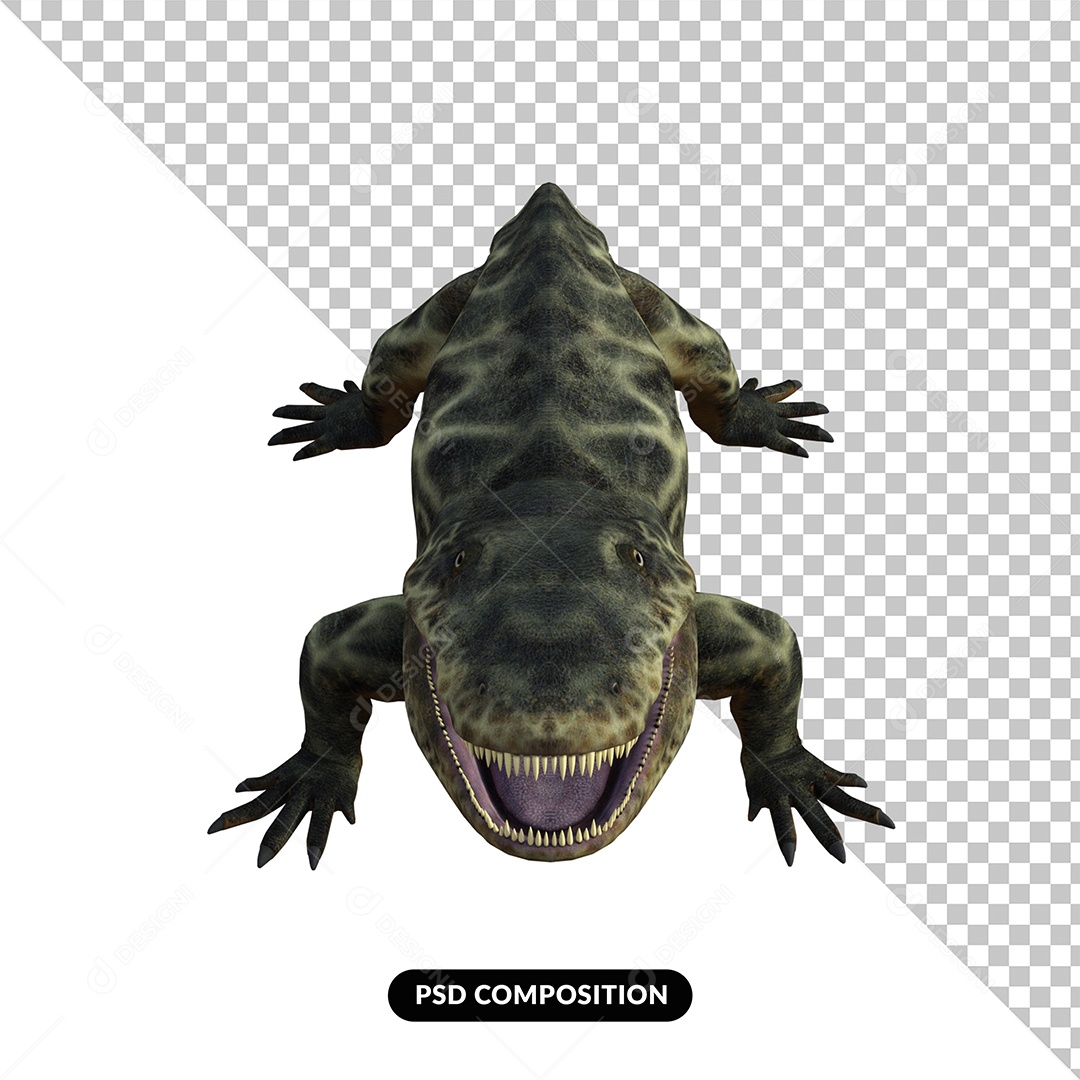 Eryops Dinossauro Elementos 3D para Composição PSD