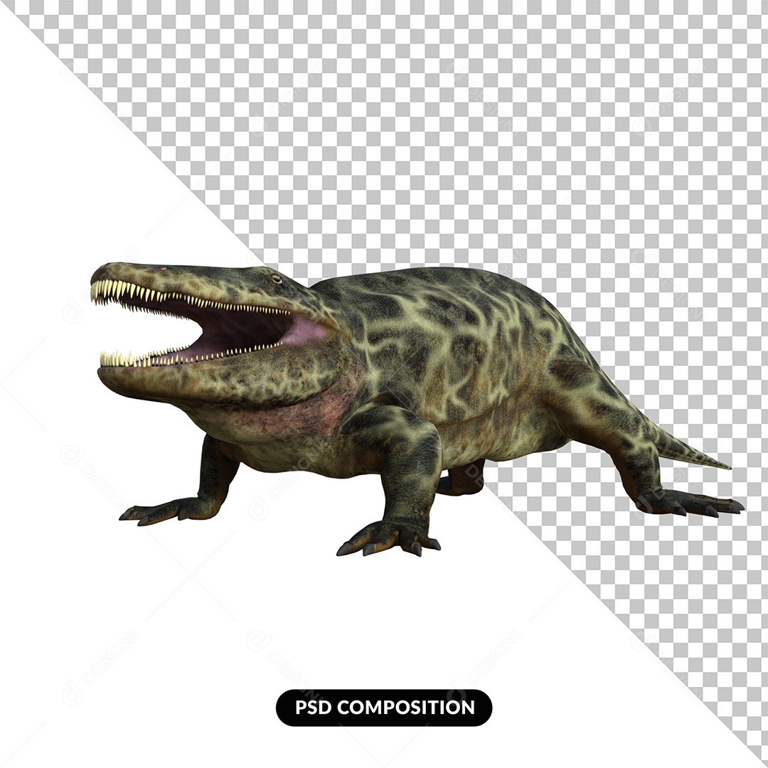 Eryops Dinossauro Elementos 3D para Composição PSD