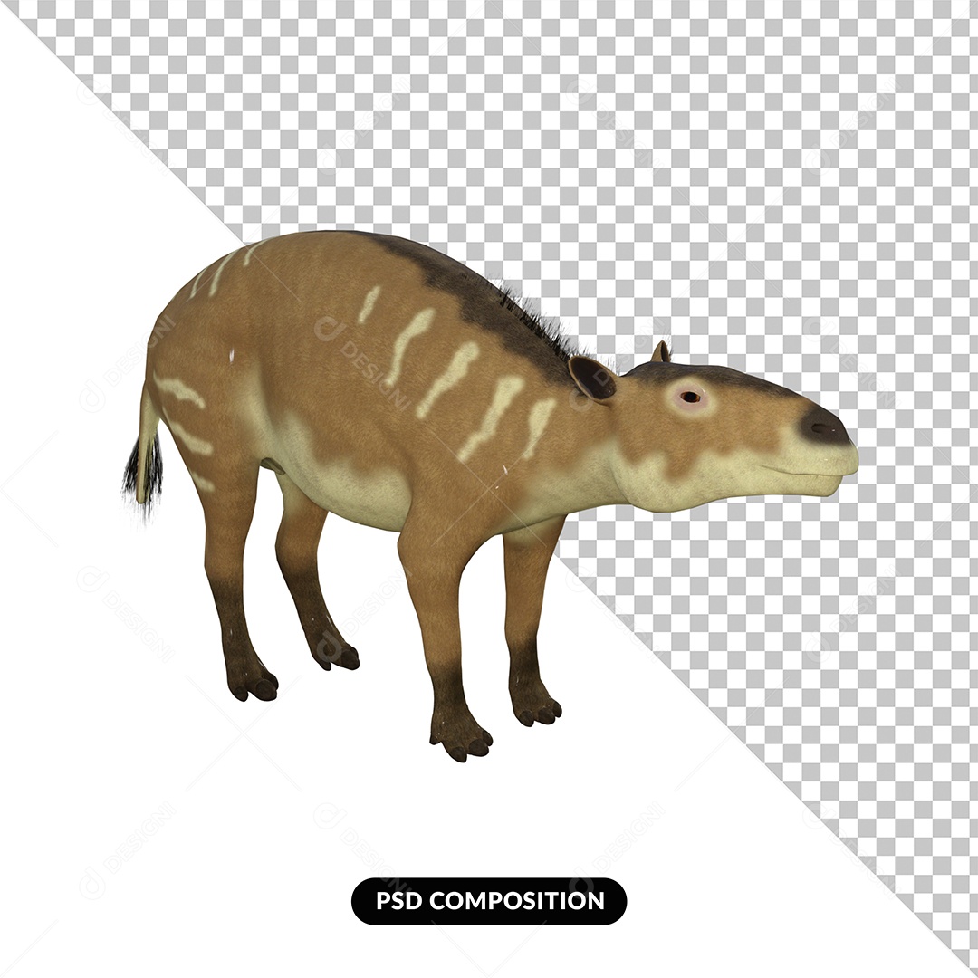 Eurohippus Dinossauro Elementos 3D para Composição PSD