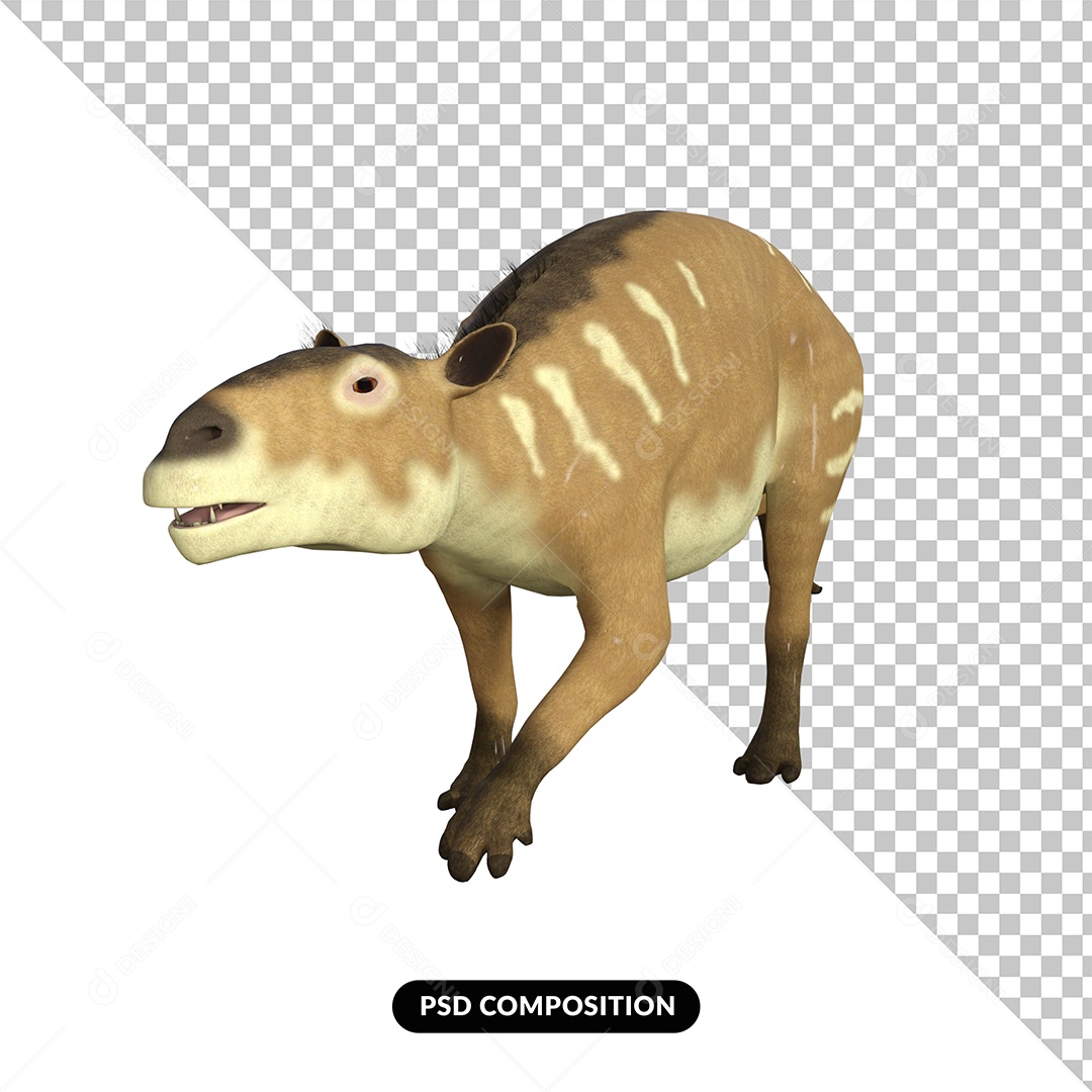 Elemento 3D Eurohippus Dinossauro para Composição PSD
