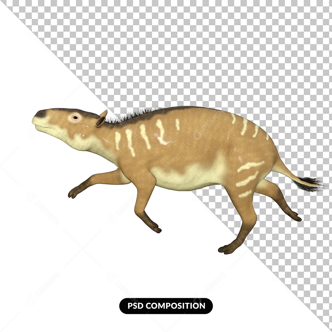 Elemento 3D Eurohippus Dinossauro para Composição PSD