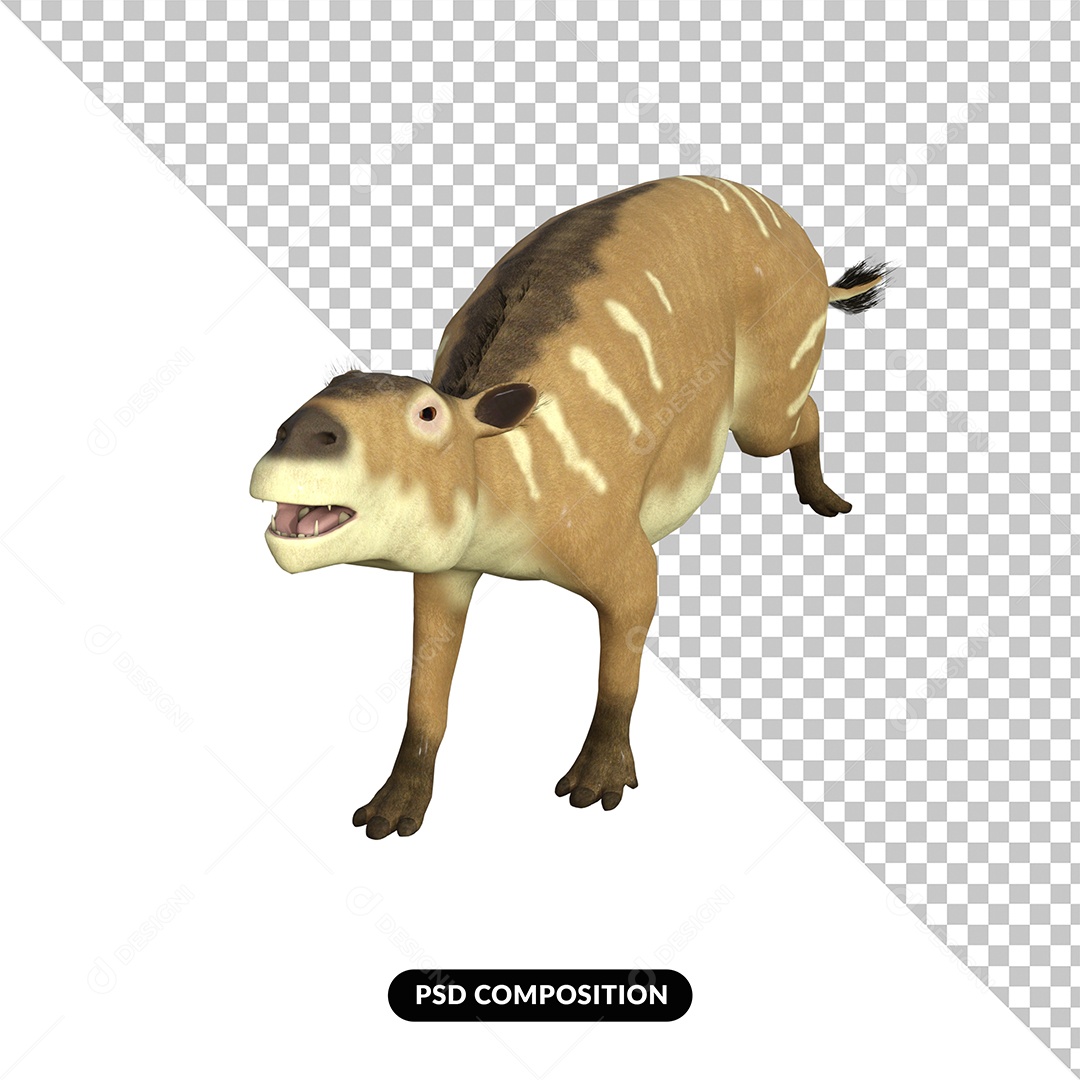 Elemento 3D Eurohippus Dinossauro para Composição PSD