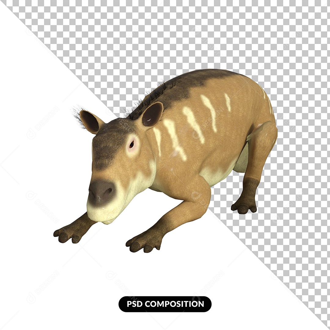 Eurohippus Dinossauro Elemento 3D para Composição PSD