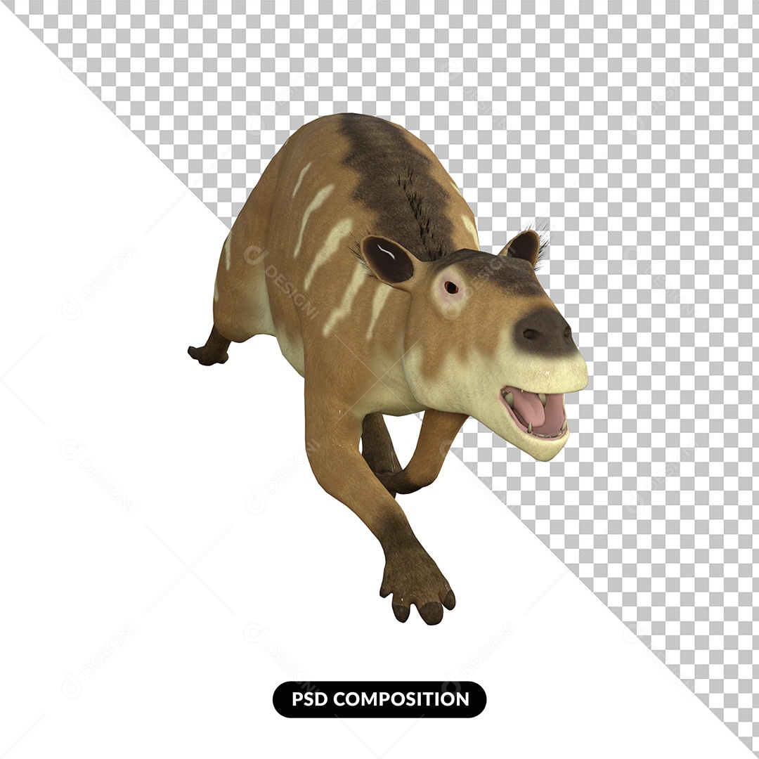 Eurohippus Dinossauro Elemento 3D para Composição PSD