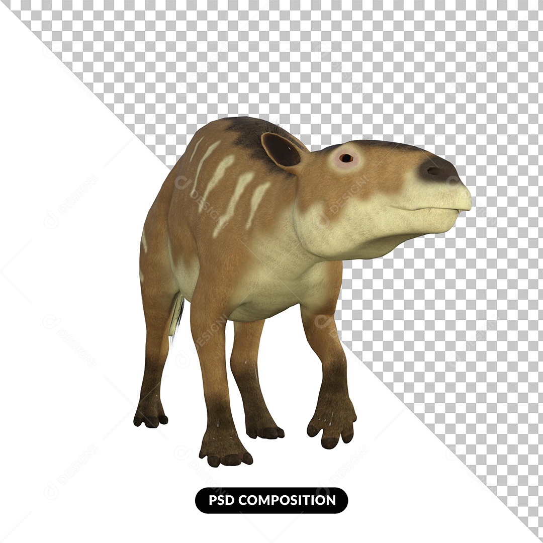 Eurohippus Dinossauro Elemento 3D para Composição PSD