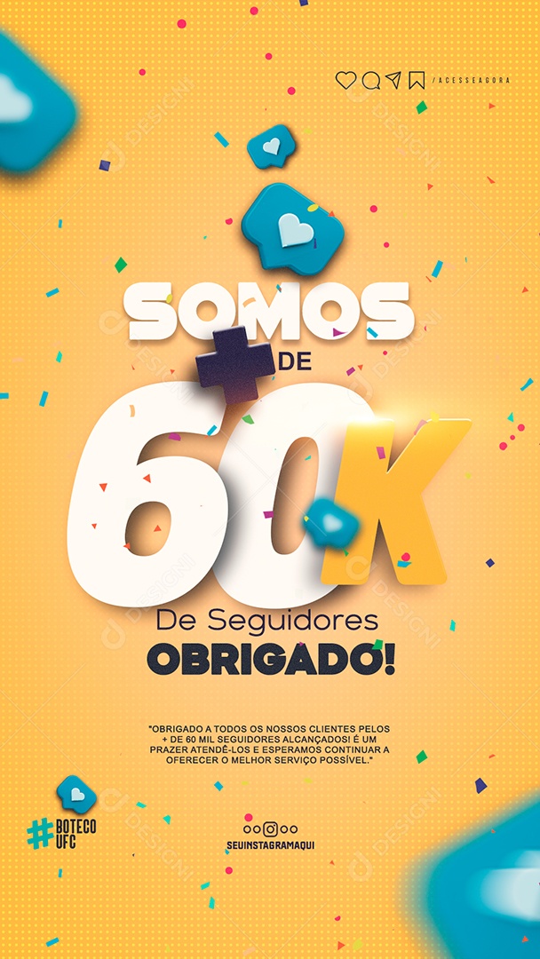 Social Media Story Somos Mais De 60 Mil Seguidores PSD Editável