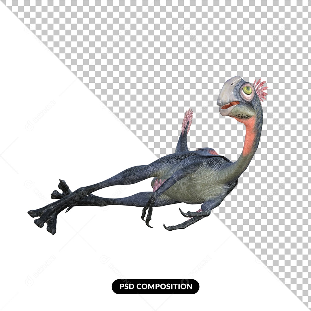 Gigantoraptor Dinossauro Deitado Elemento 3D para Composição PSD