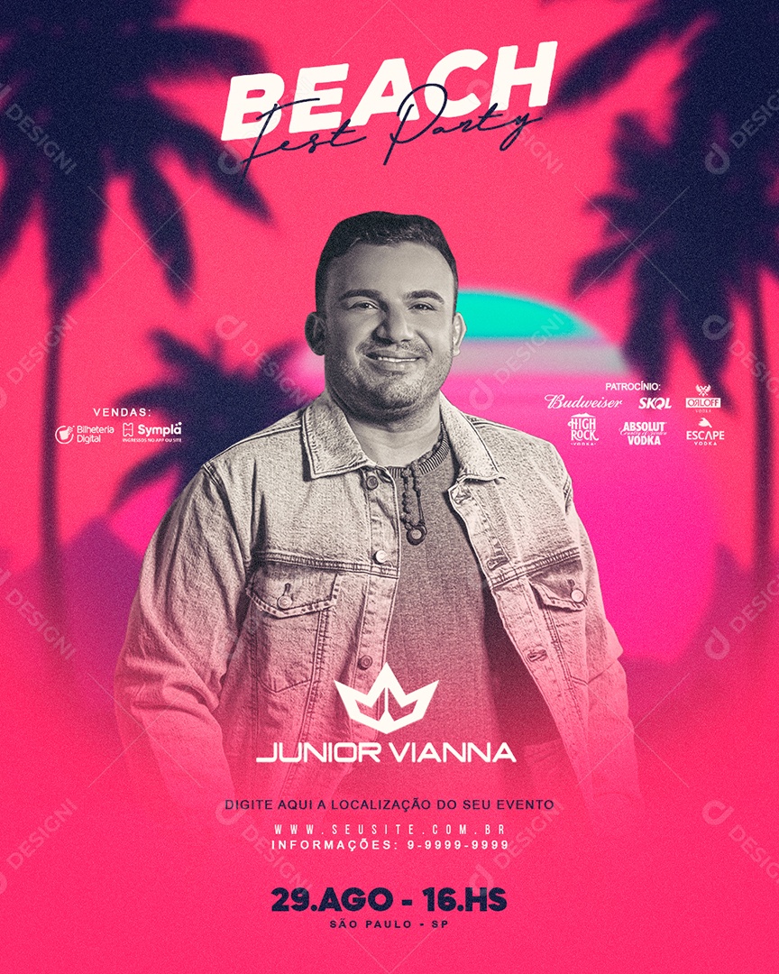 Flyer Feed Beach Fest Party Junior Vianna Social Media PSD Editável