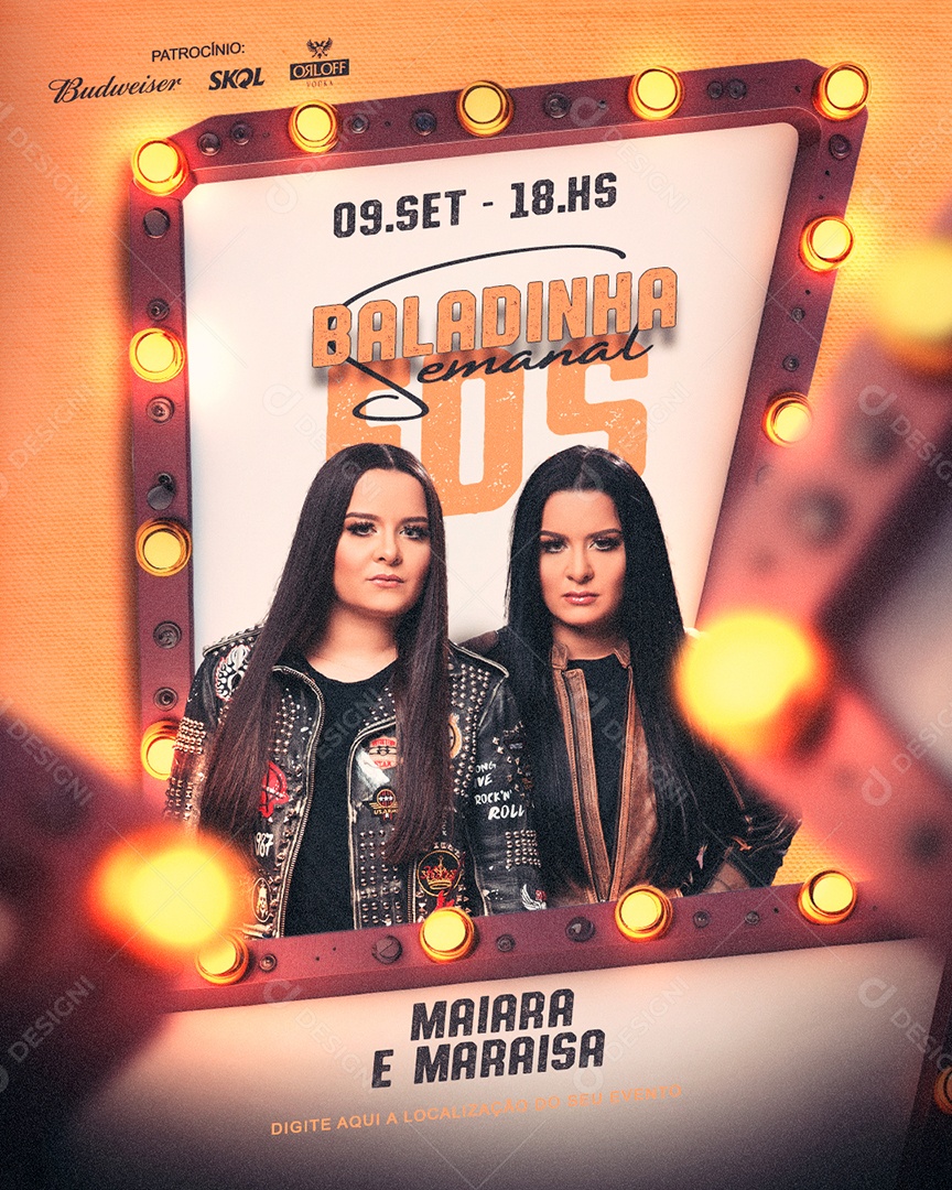 Flyer Feed Baladinha Semanal Maiara e Maraisa PSD Editável