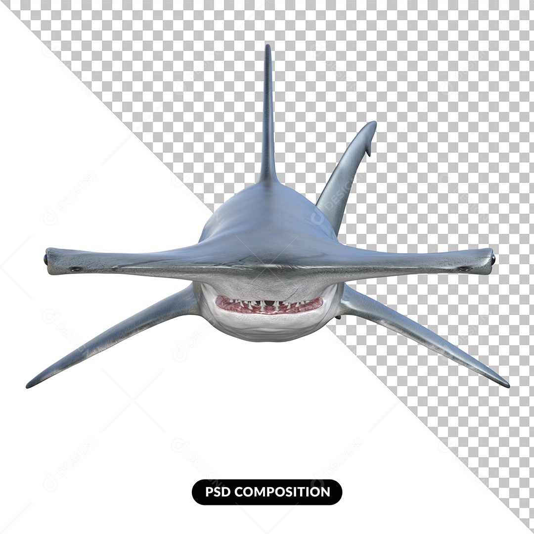 Tubarão Martelo Elemento 3D para Composição PSD