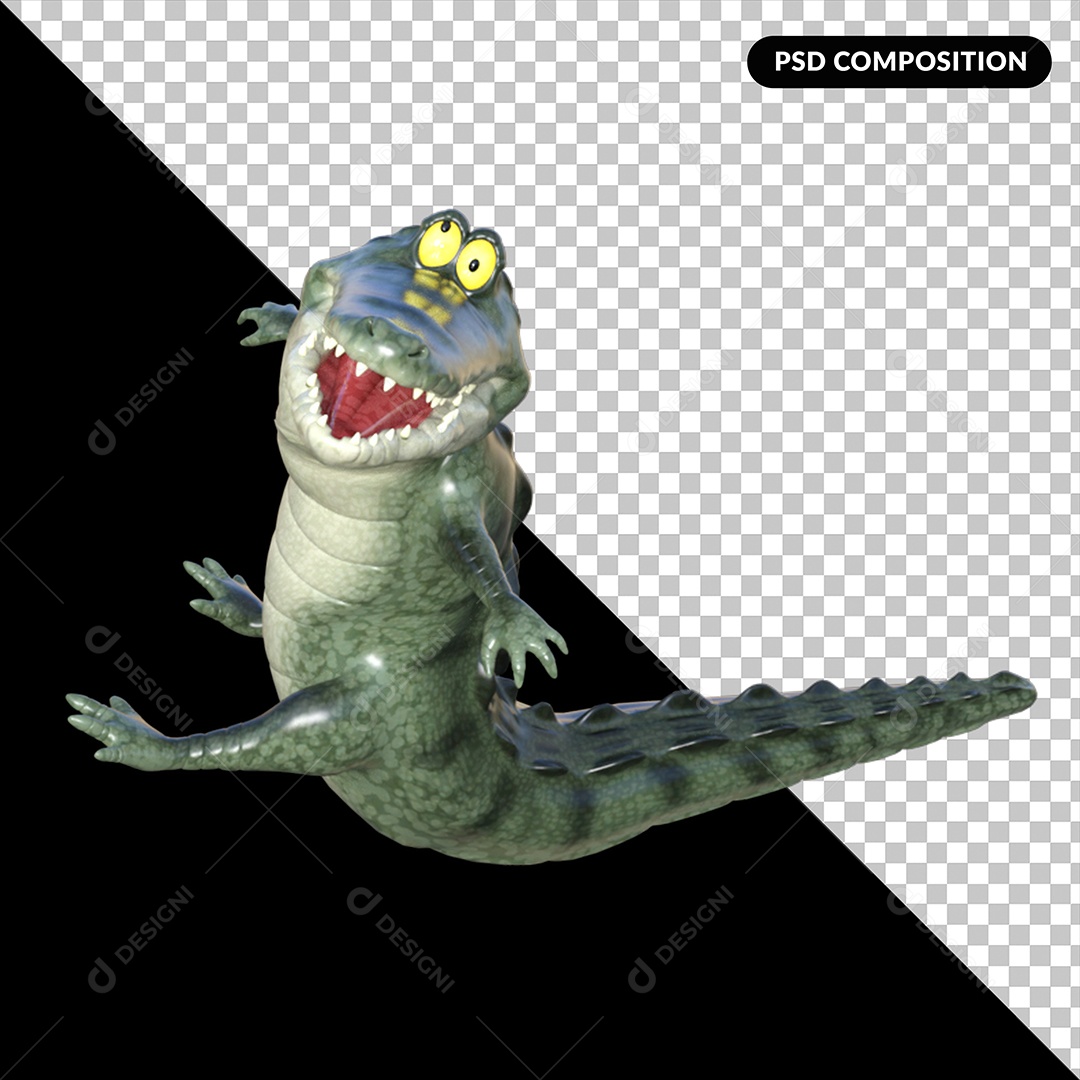 Crocodilo Elemento 3D para Composição PSD