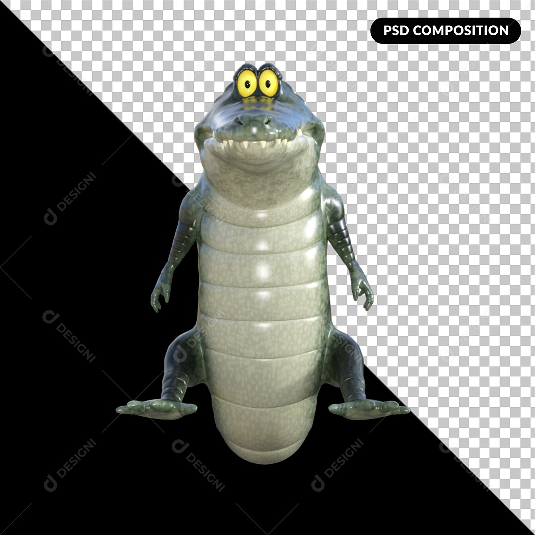 Crocodilo Elemento 3D para Composição PSD
