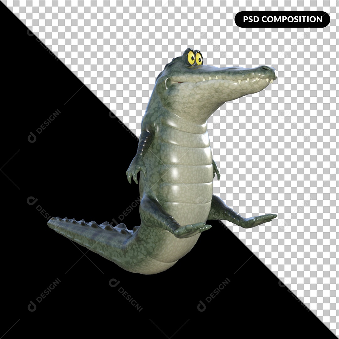 Crocodilo Elemento 3D para Composição PSD