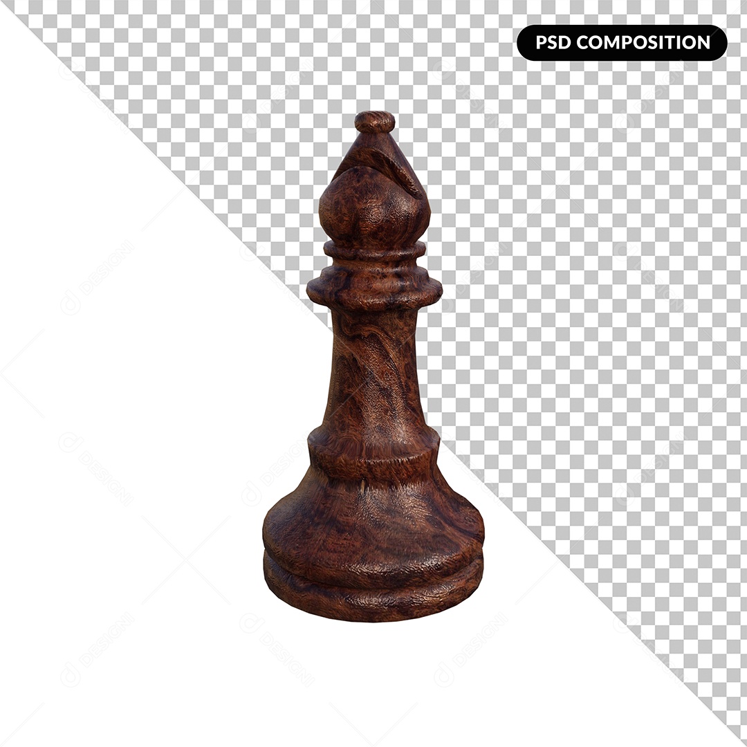 Peça de Xadrez Bispos Elemento 3D para Composição PSD