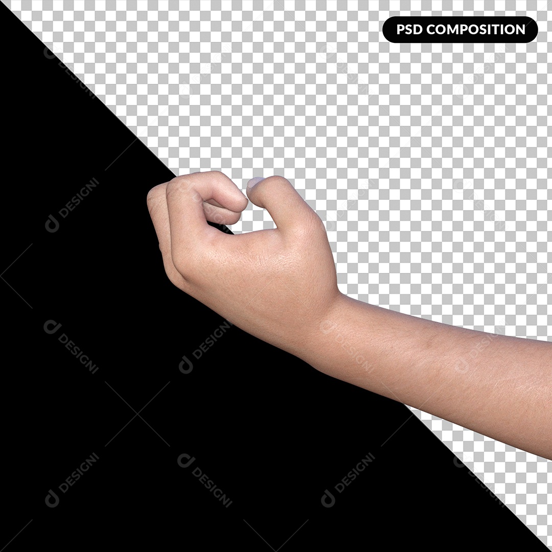Libras Mão Fazendo Gesto Elemento 3D para Composição PSD