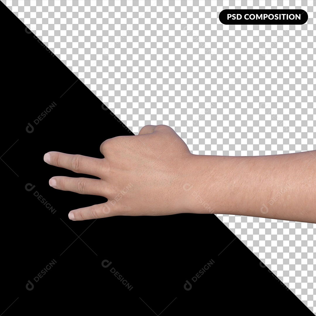 Elemento 3D Libras Mão Fazendo Gesto para Composição PSD