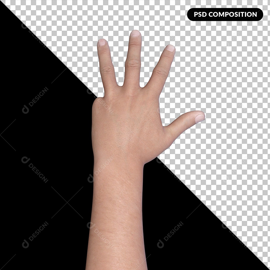 Elemento 3D Libras Mão Fazendo Gesto para Composição PSD