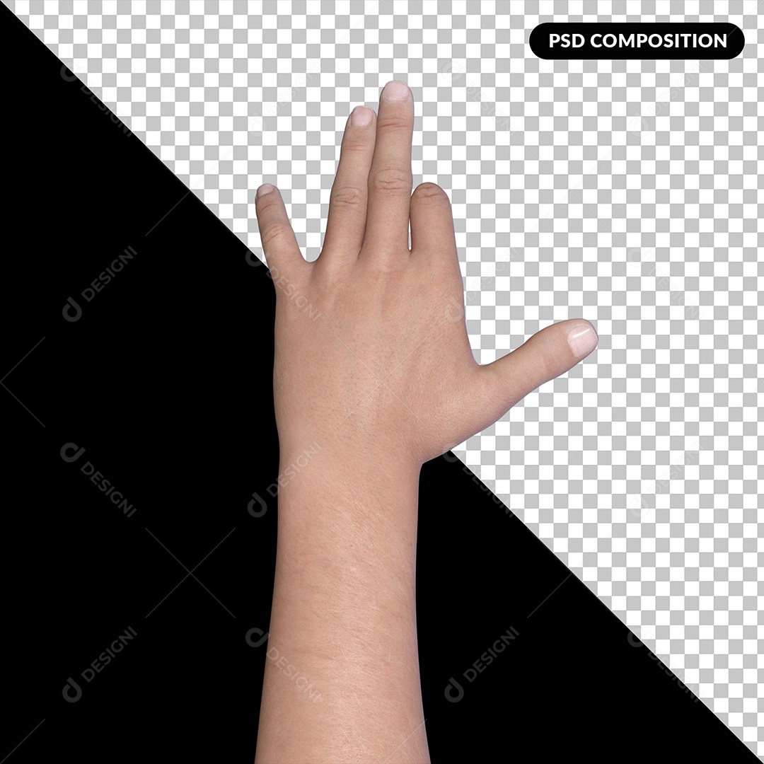 Elemento 3D Libras Mão Fazendo Gesto para Composição PSD