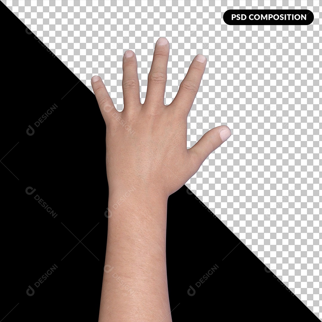 Libras Mão Fazendo Gesto Elemento 3D para Composição PSD