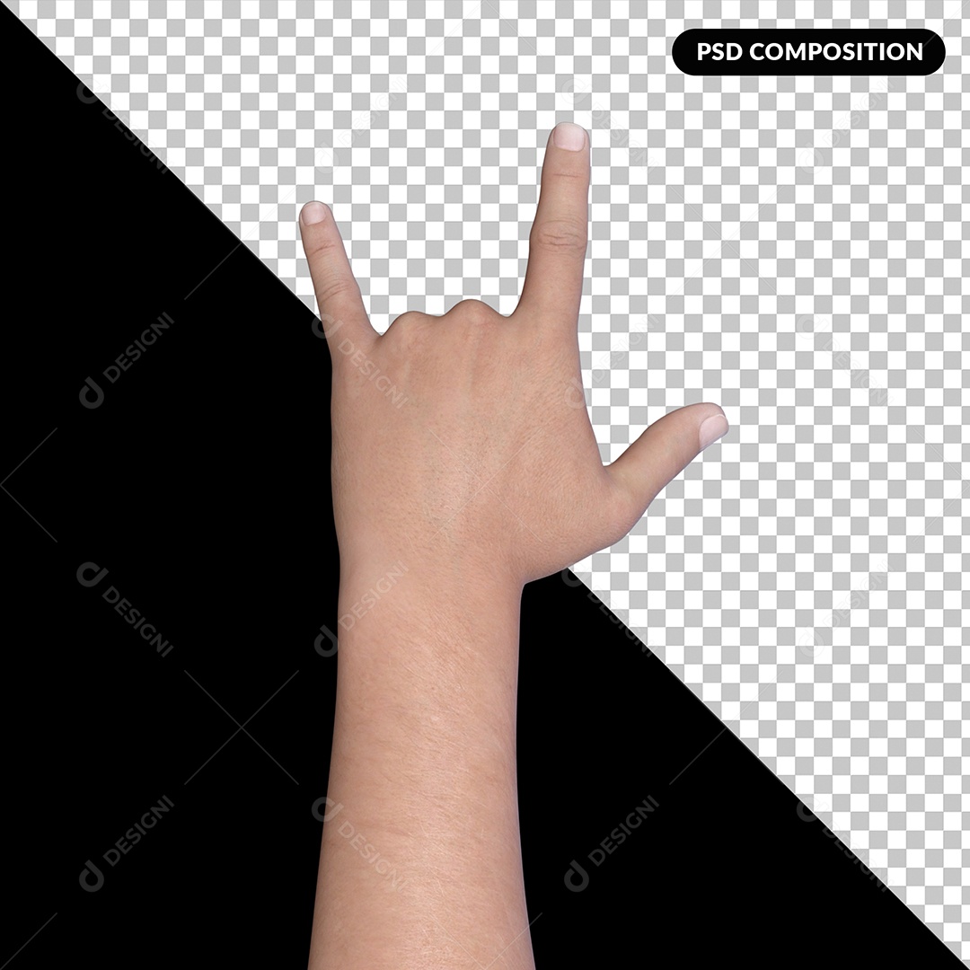 Libras Mão Fazendo Gesto Elemento 3D para Composição PSD